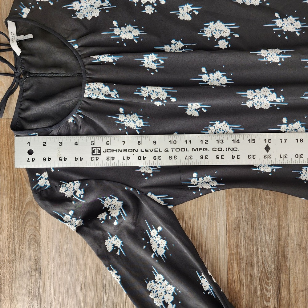 Derek Lam 10 Crosby Black Floral Silk Mini Dress Asymmetrical Ruffle Hem Size 6 - Picture 8 of 15